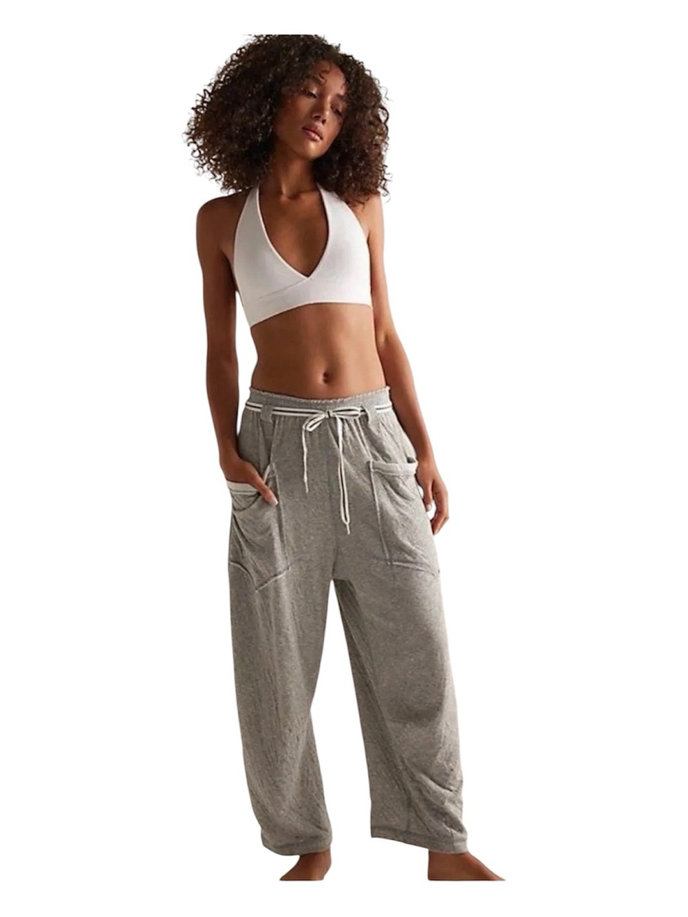 Free People Wait A Minute Barrel Pants Gray Slouchy Lounge Joggers XS